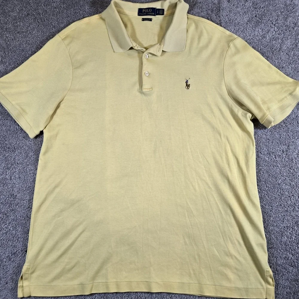 Polo Ralph Lauren Polo Shirt Mens Large Yellow Golf Polo Pony Logo